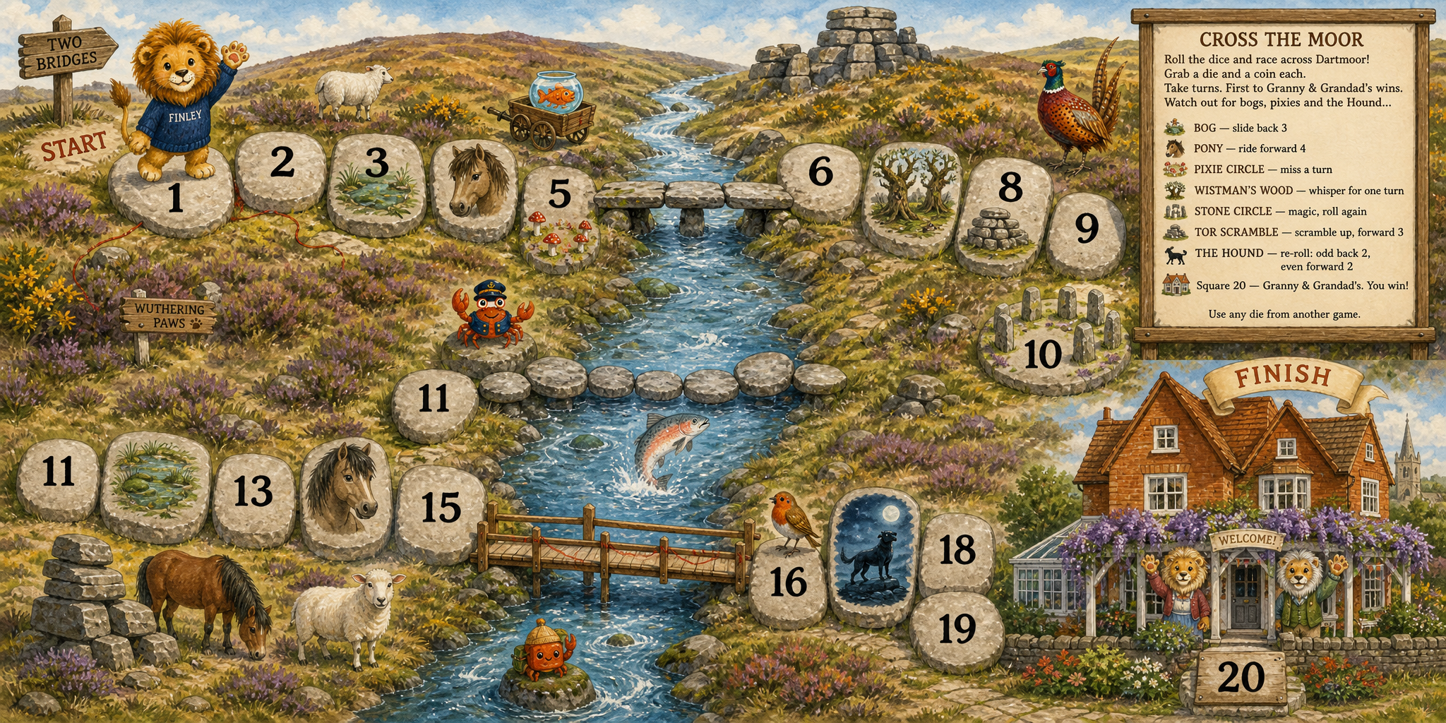 Spread 16: Bonus Game · Cross the Moor